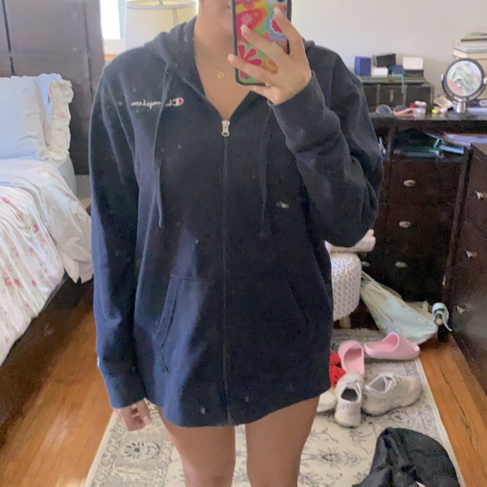 champion navy blue oversuzed zip up